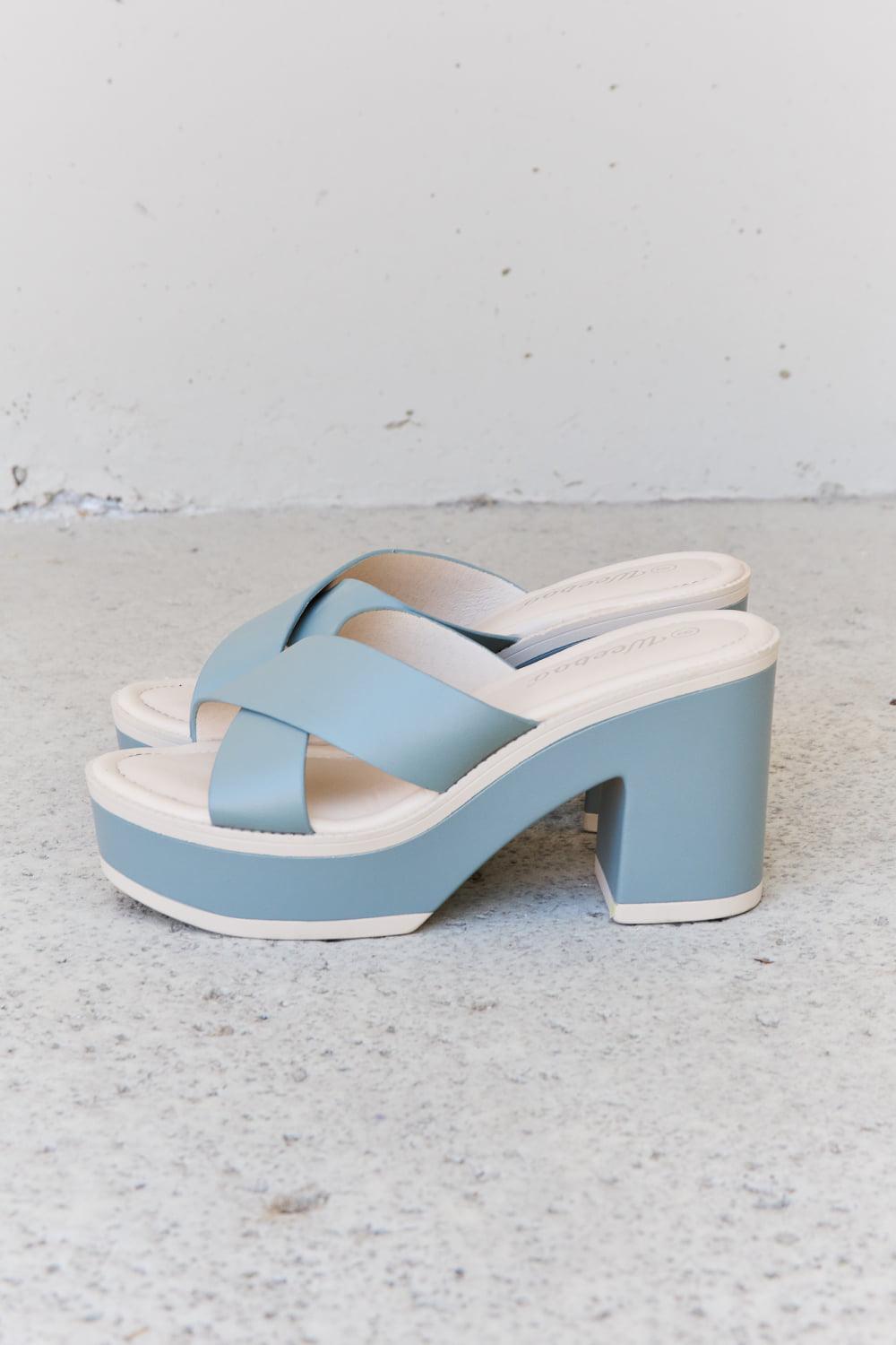 Weeboo Cherish The Moments Contrast Platform Sandals in Misty Blue BLUE ZONE PLANET