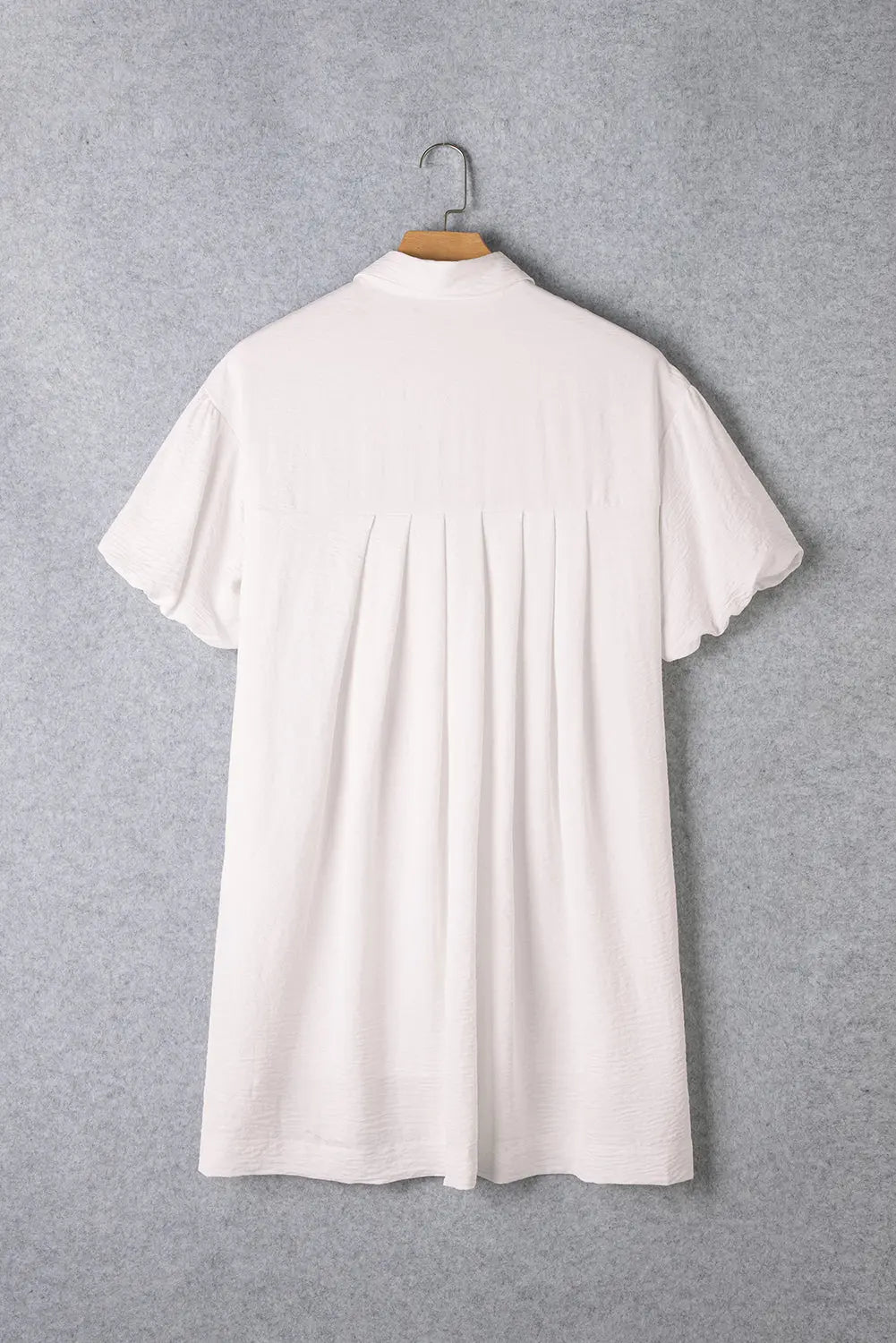 White Half Puff Sleeve Buttoned Shirt Mini Dress Blue Zone Planet