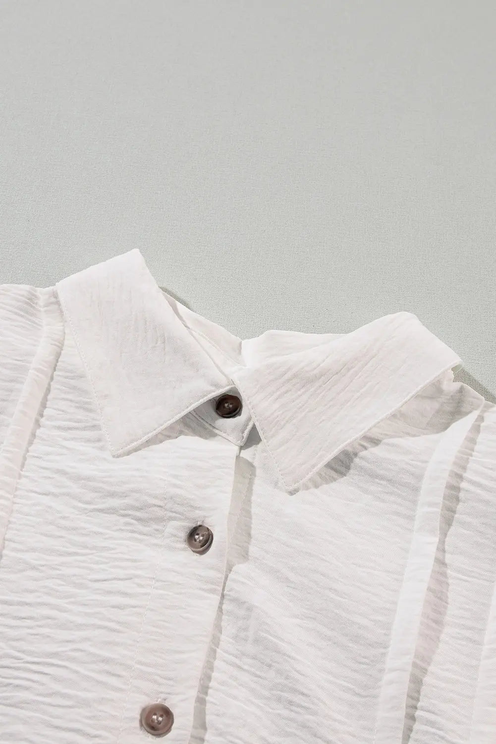 White Half Puff Sleeve Buttoned Shirt Mini Dress Blue Zone Planet