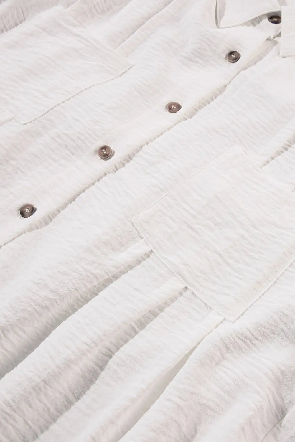 White Half Puff Sleeve Buttoned Shirt Mini Dress Blue Zone Planet
