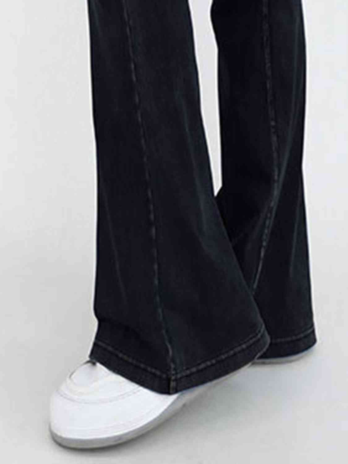 Wide Waistband Bootcut Jeans with Pockets BLUE ZONE PLANET