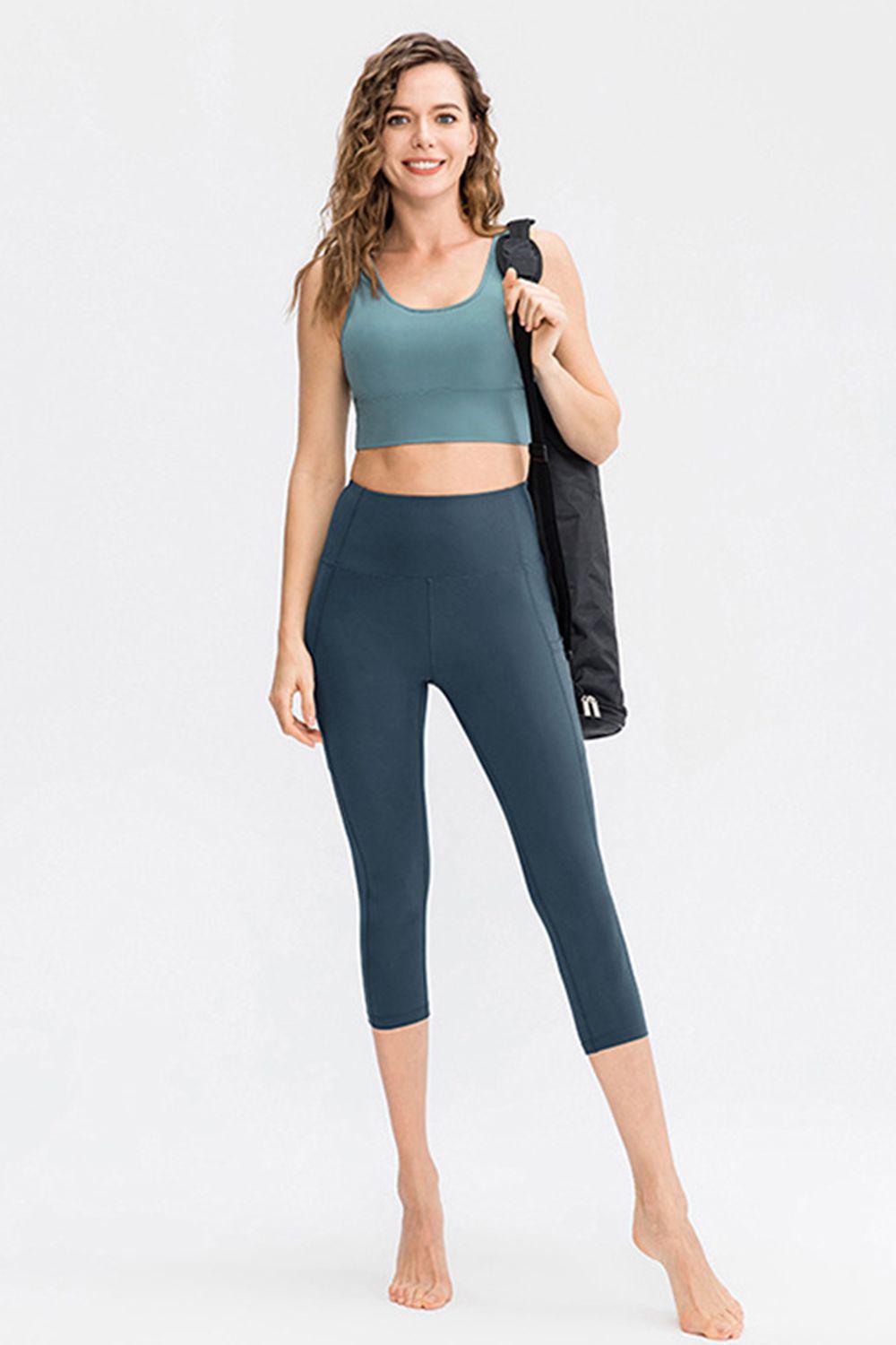 Wide Waistband Cropped Active Leggings with Pockets BLUE ZONE PLANET