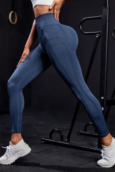 Wide Waistband High Waist Active Leggings BLUE ZONE PLANET