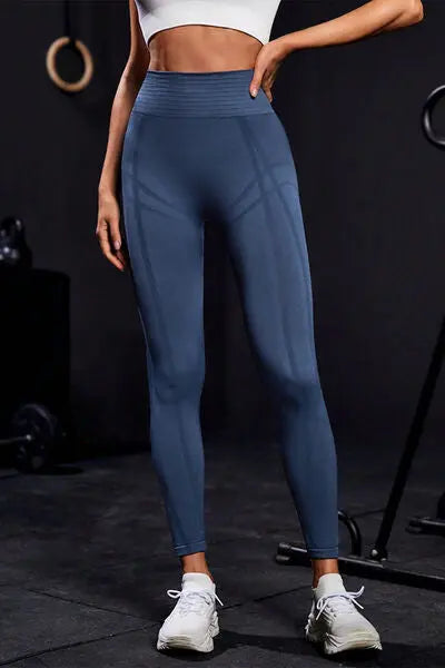 Wide Waistband High Waist Active Leggings BLUE ZONE PLANET