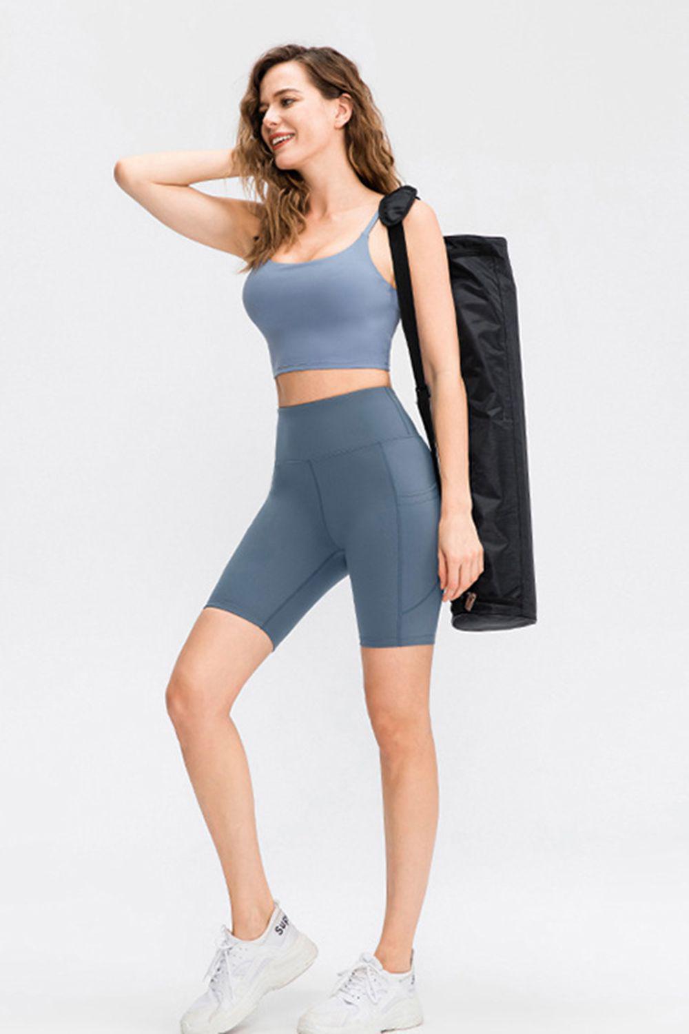 Wide Waistband Sports Shorts with Pockets BLUE ZONE PLANET