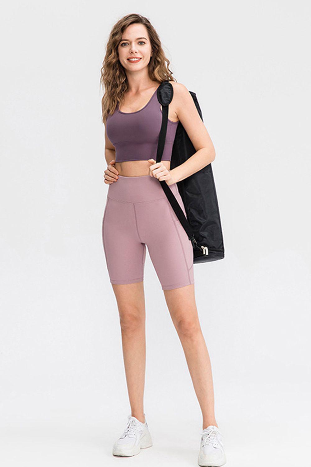 Wide Waistband Sports Shorts with Pockets BLUE ZONE PLANET