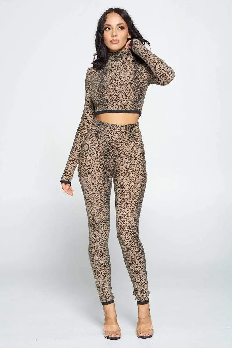 Wild Nature Print Long Sleeve Two Piece Set Blue Zone Planet