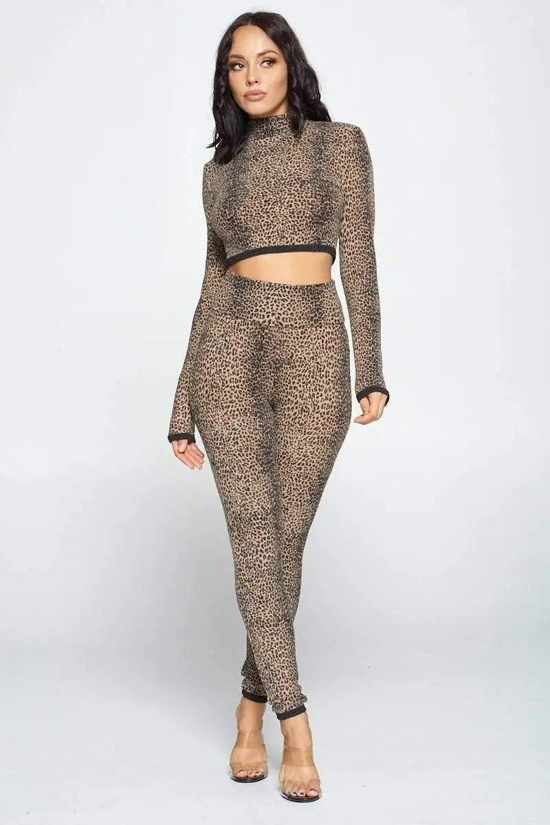 Wild Nature Print Long Sleeve Two Piece Set Blue Zone Planet