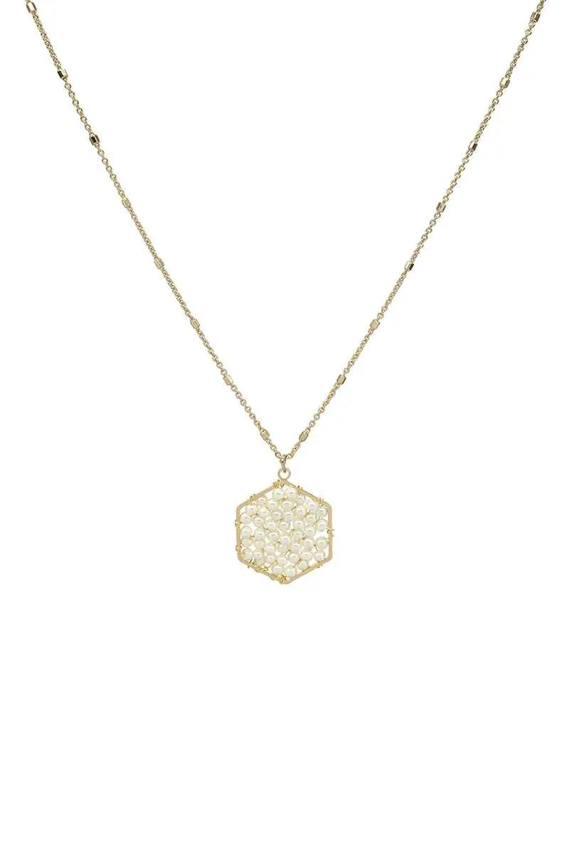 Wish Pearls Hexagon Necklace Blue Zone Planet