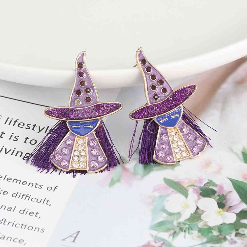 Witch Rhinestone Alloy Earrings BLUE ZONE PLANET