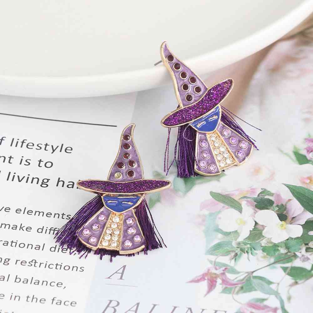 Witch Rhinestone Alloy Earrings BLUE ZONE PLANET
