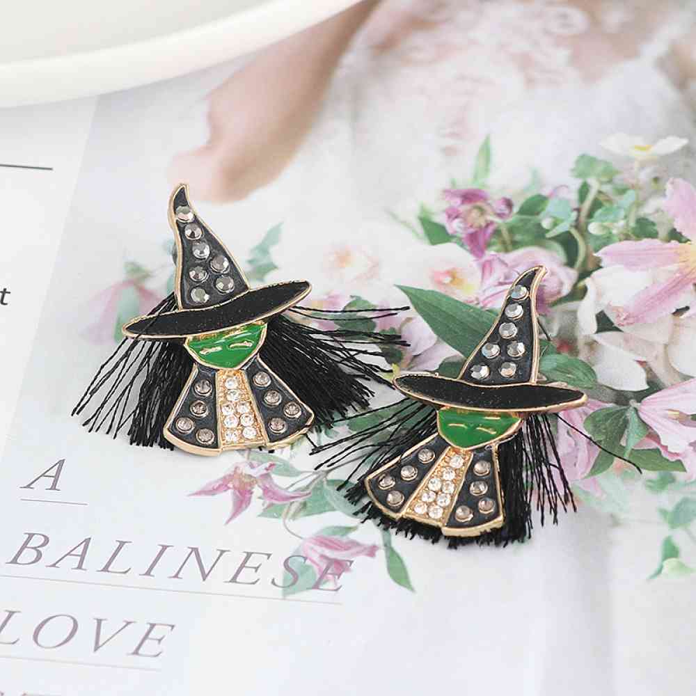 Witch Rhinestone Alloy Earrings BLUE ZONE PLANET