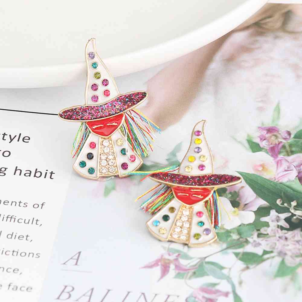 Witch Rhinestone Alloy Earrings BLUE ZONE PLANET