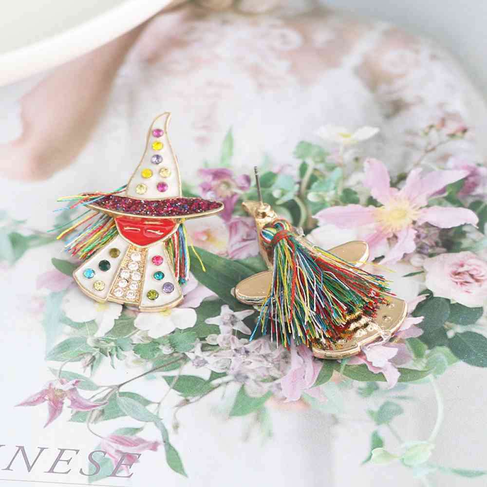 Witch Rhinestone Alloy Earrings BLUE ZONE PLANET