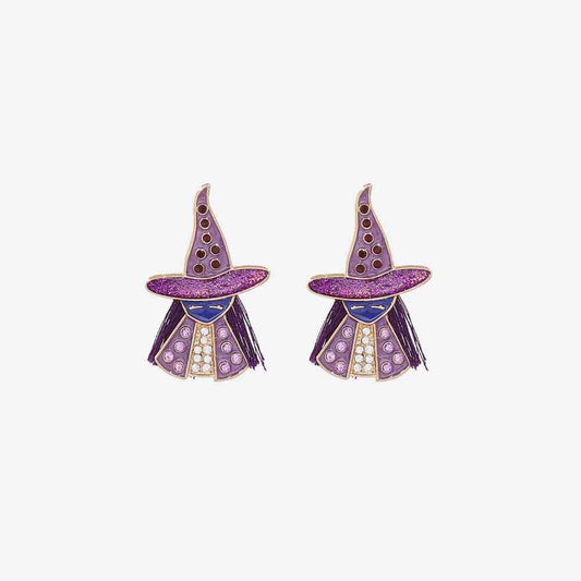 Witch Rhinestone Alloy Earrings BLUE ZONE PLANET