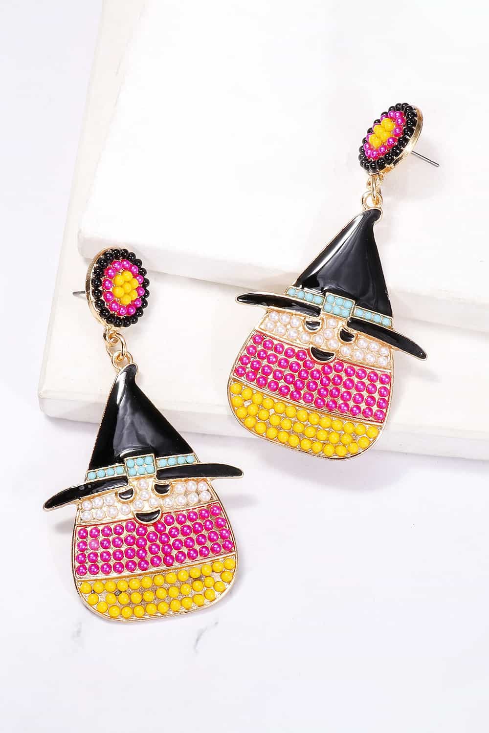 Witch's Hat Shape Synthetic Pearl Dangle Earrings BLUE ZONE PLANET