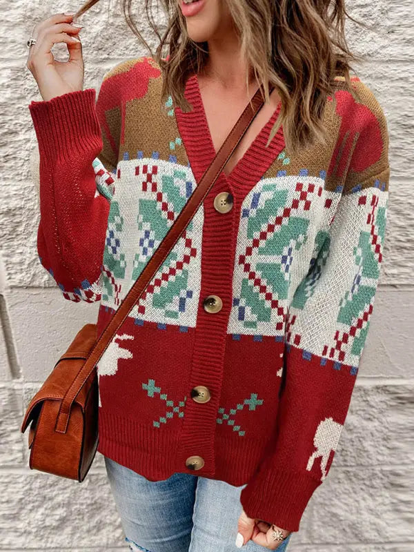 Women's Christmas Casual Christmas Sweater Cardigan Jacket kakaclo