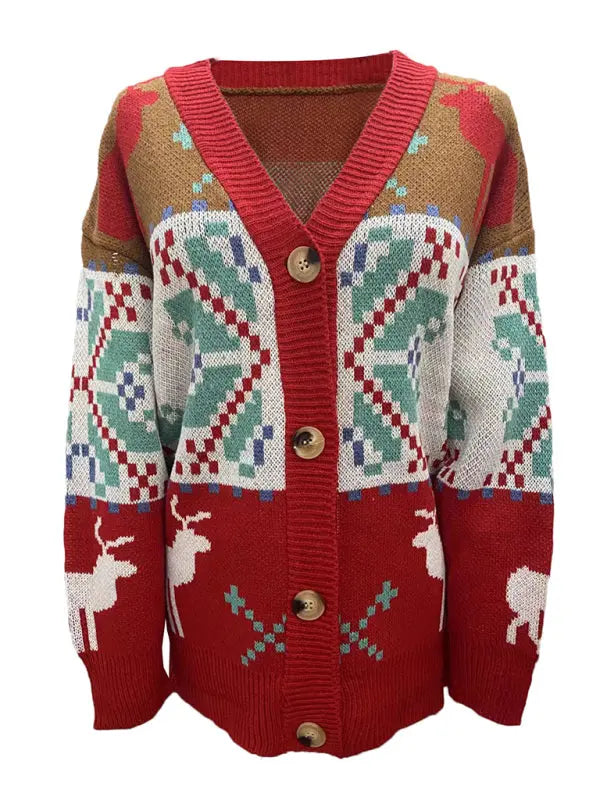 Women's Christmas Casual Christmas Sweater Cardigan Jacket kakaclo