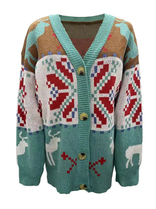Women's Christmas Casual Christmas Sweater Cardigan Jacket kakaclo