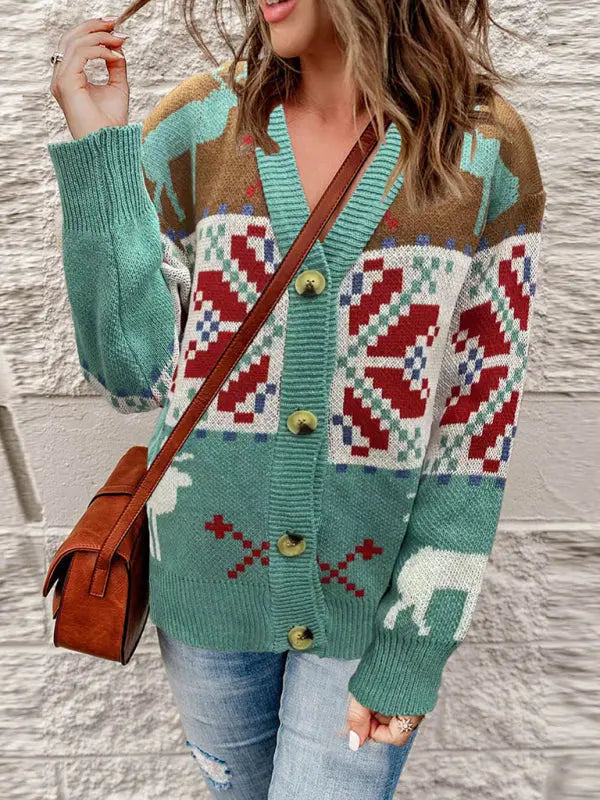 Women's Christmas Casual Christmas Sweater Cardigan Jacket kakaclo