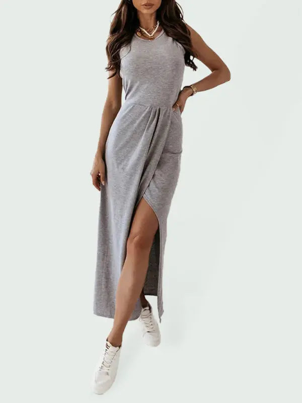 Women's Tank Top Sleeveless Long Slit Dress BLUE ZONE PLANET
