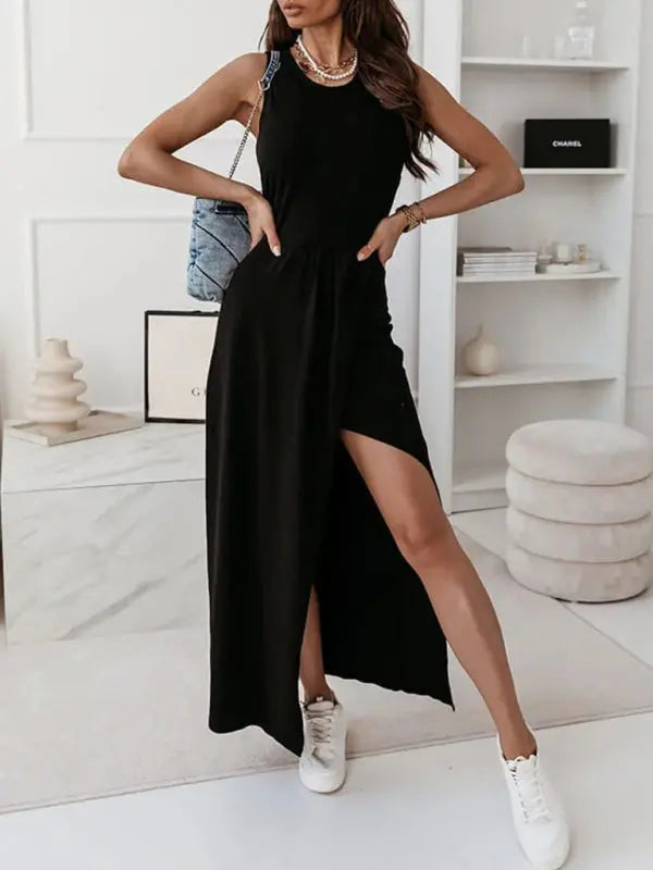 Women's Tank Top Sleeveless Long Slit Dress BLUE ZONE PLANET