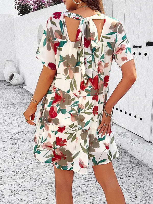 Women's new casual holiday printed short-sleeved dress kakaclo