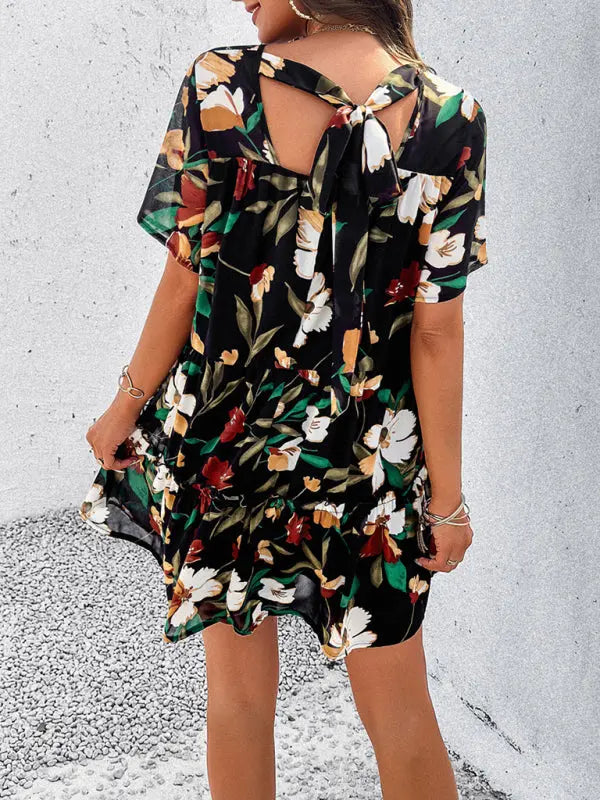 Women's new casual holiday printed short-sleeved dress kakaclo