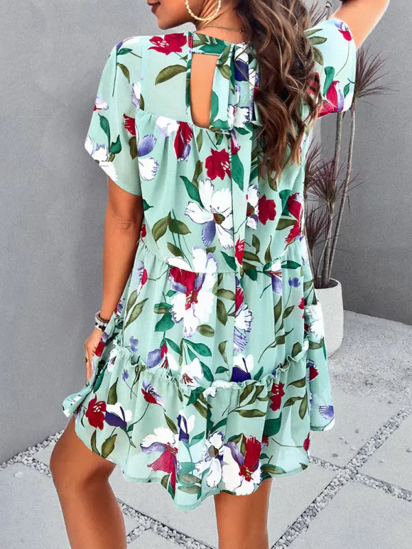 Women's new casual holiday printed short-sleeved dress kakaclo