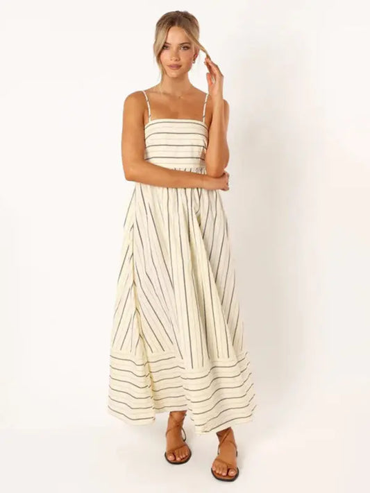Women's new striped sleeveless strapless backless casual dress kakaclo