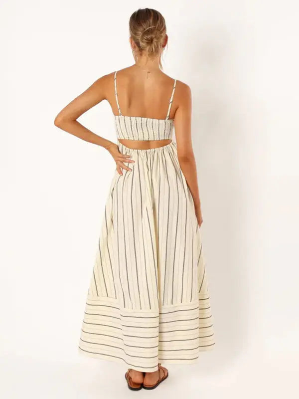 Women's new striped sleeveless strapless backless casual dress kakaclo