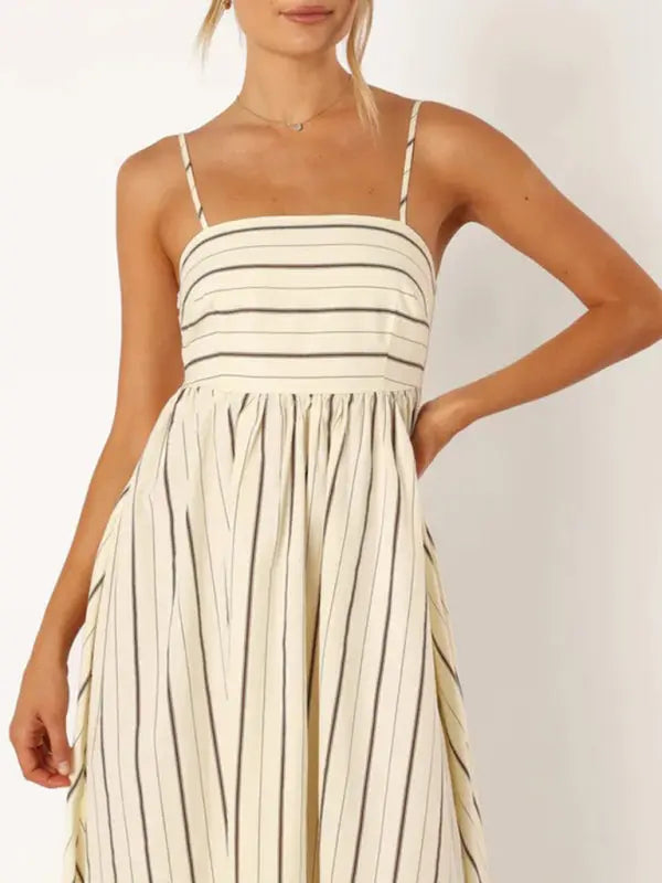 Women's new striped sleeveless strapless backless casual dress kakaclo