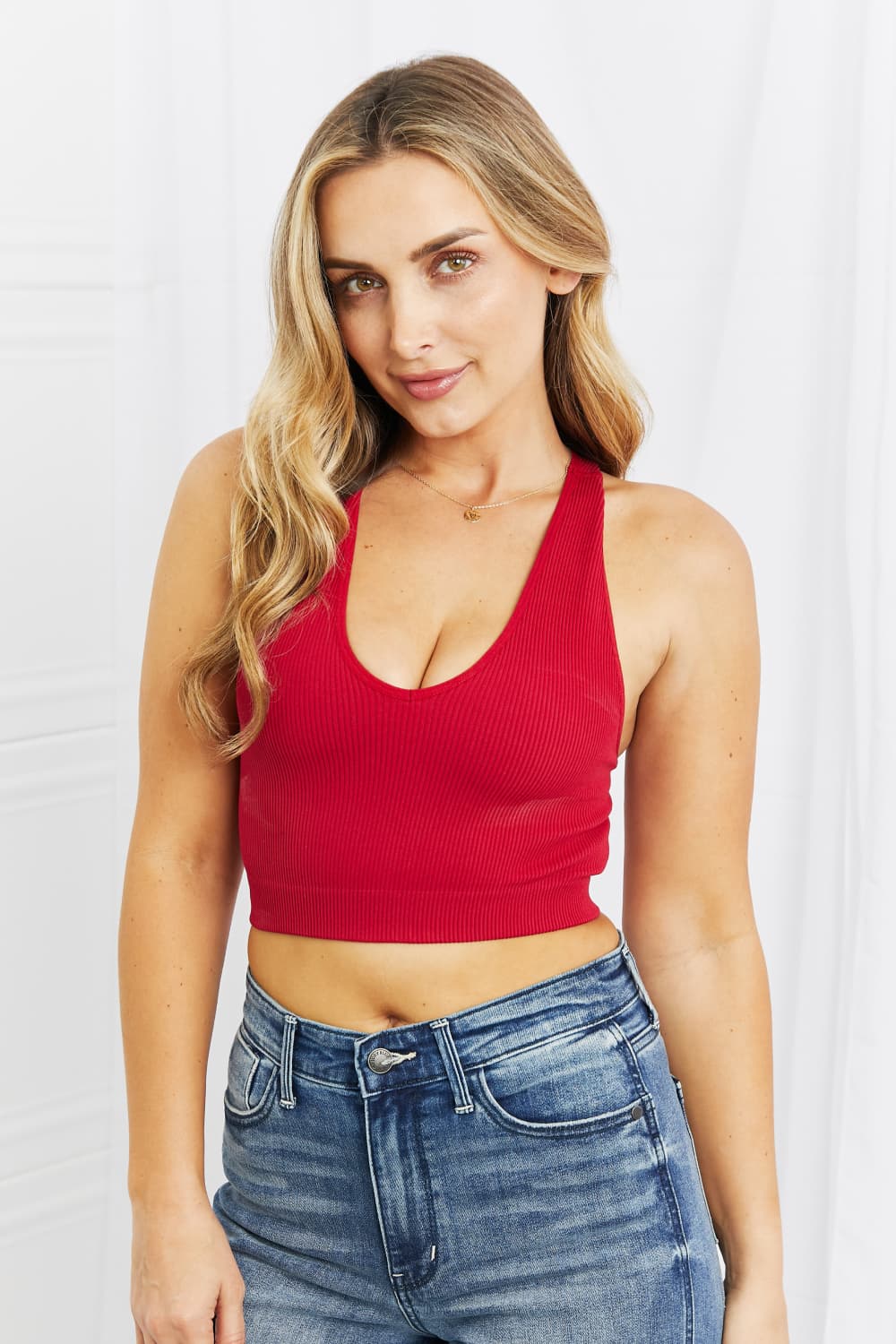 Zenana Adore Me Full Size Racerback Crop Top BLUE ZONE PLANET