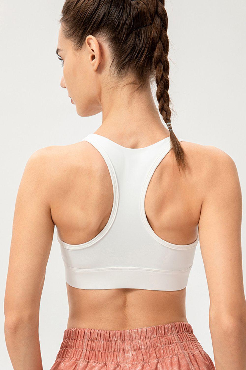 Zip-Up Round Neck Sports Bra BLUE ZONE PLANET