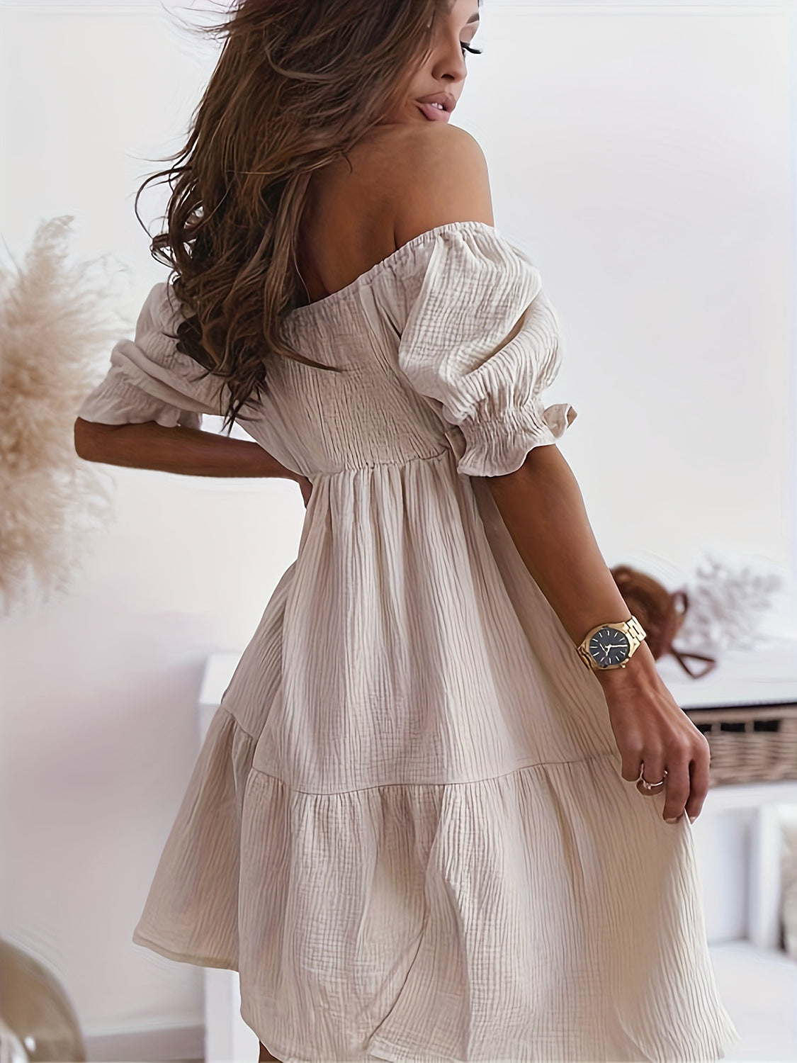 Blue Zone Planet | Full Size Ruffled Off-Shoulder Short Sleeve Dress BLUE ZONE PLANET