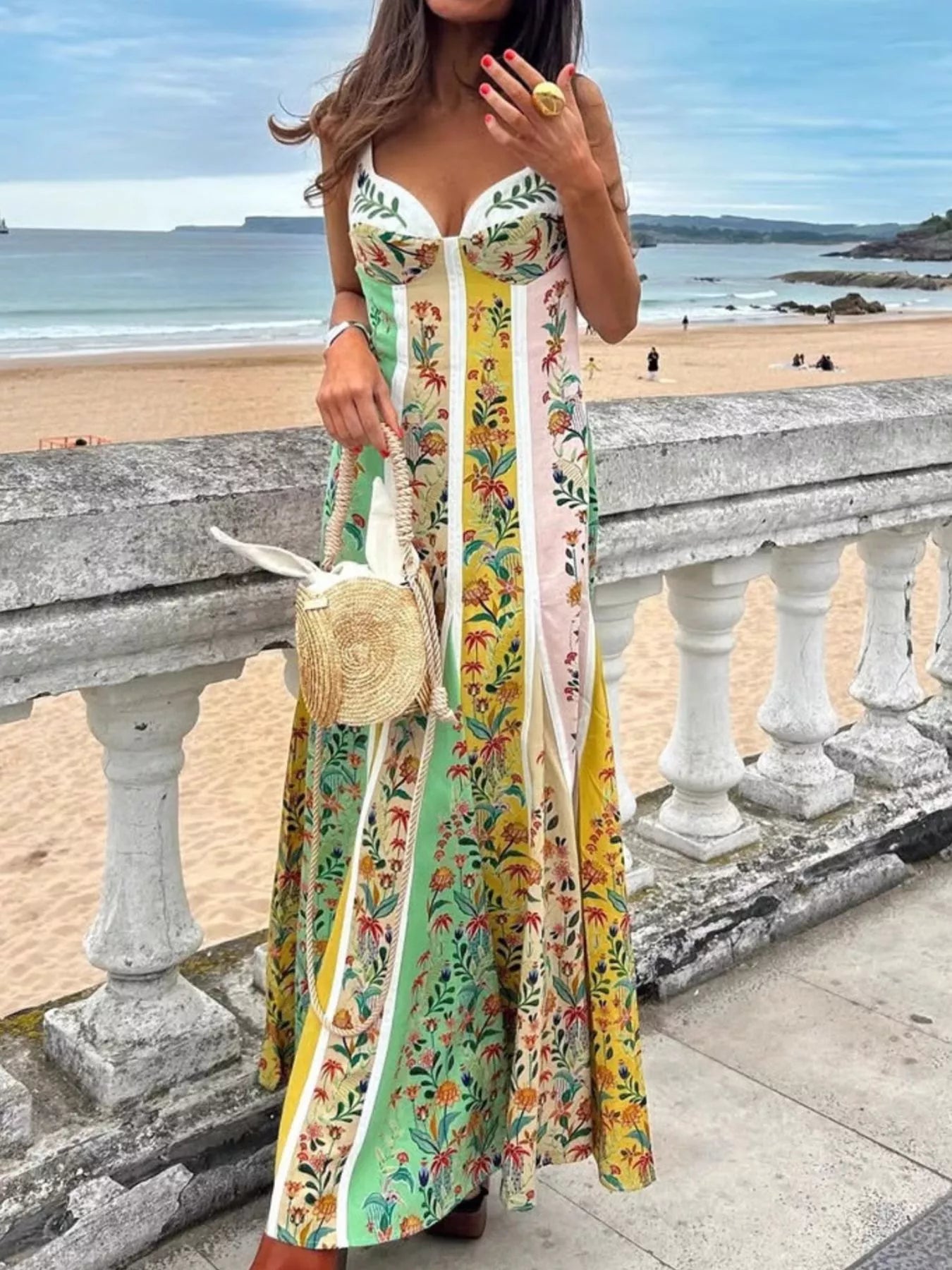 floral maxi dress sale Madison Floral Multi Color Tiered Maxi PINCH Dress- SALE M