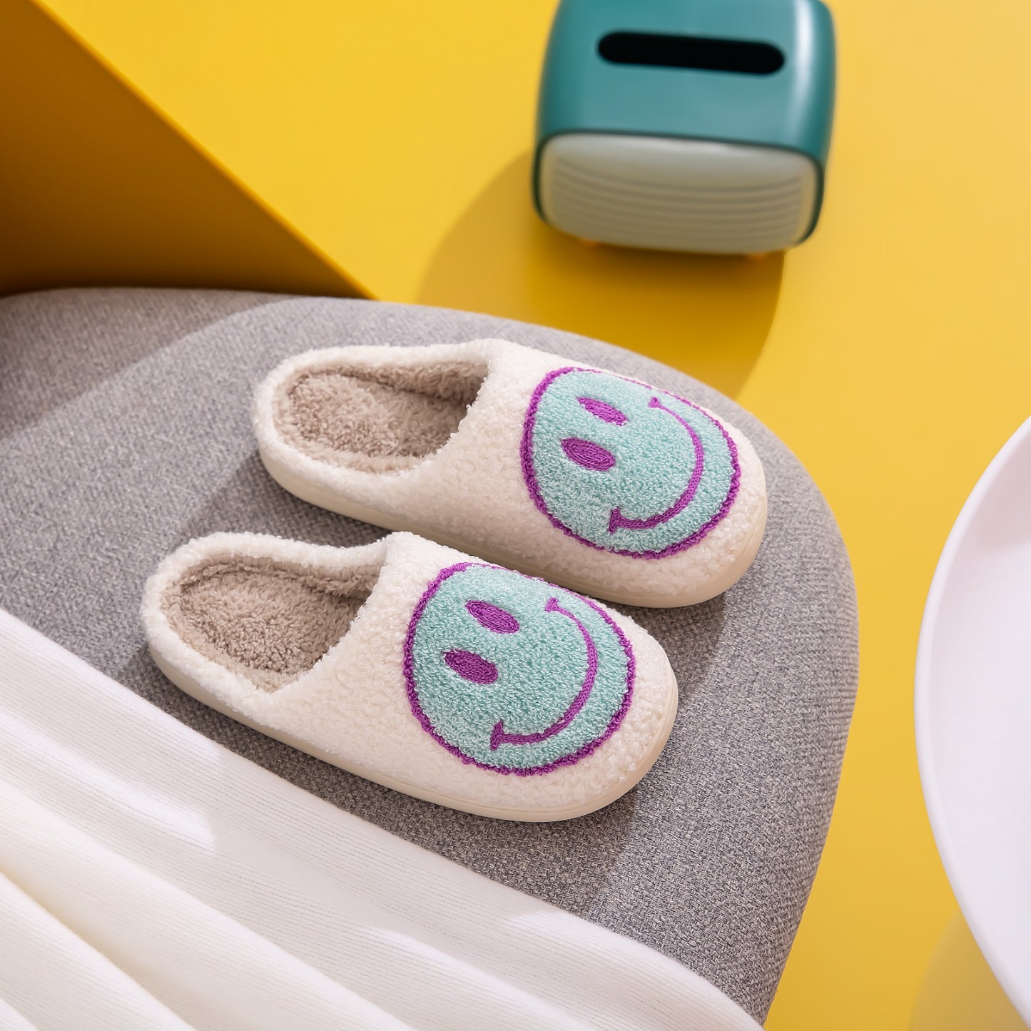 Blue Zone Planet | Melody Smiley Face Slippers BLUE ZONE PLANET