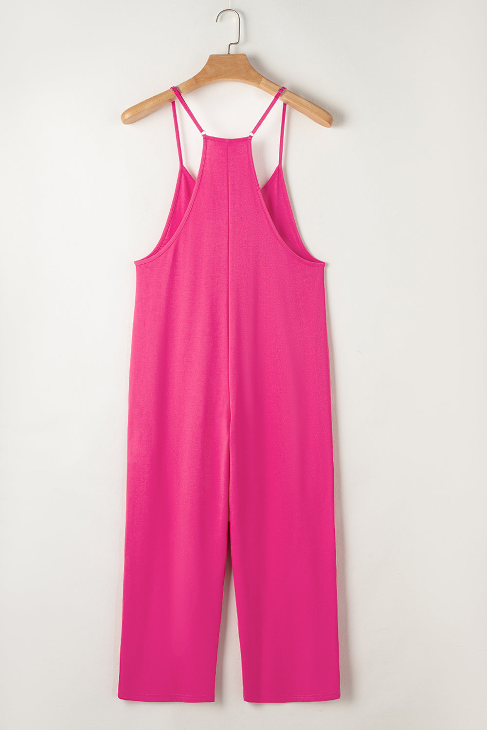Rose Red Black Pocketed Adjustable Spaghetti Strap Straight Leg Jumpsuit Blue Zone Planet