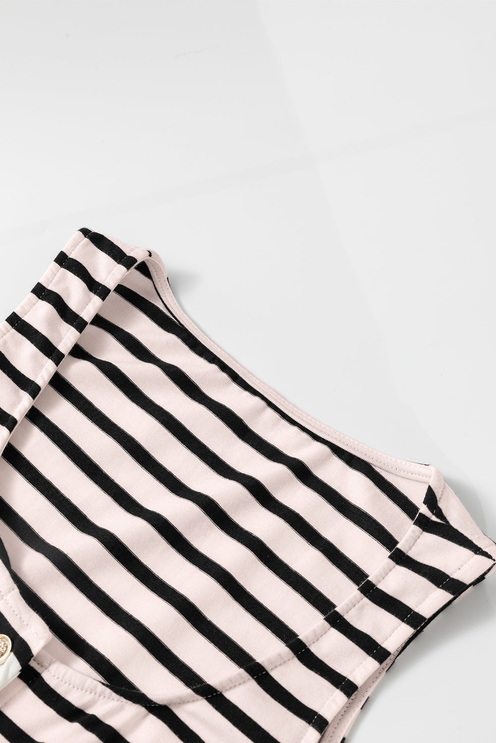 Blue Zone Planet | White Striped Print Sleeveless Buttoned Maxi Dress Blue Zone Planet