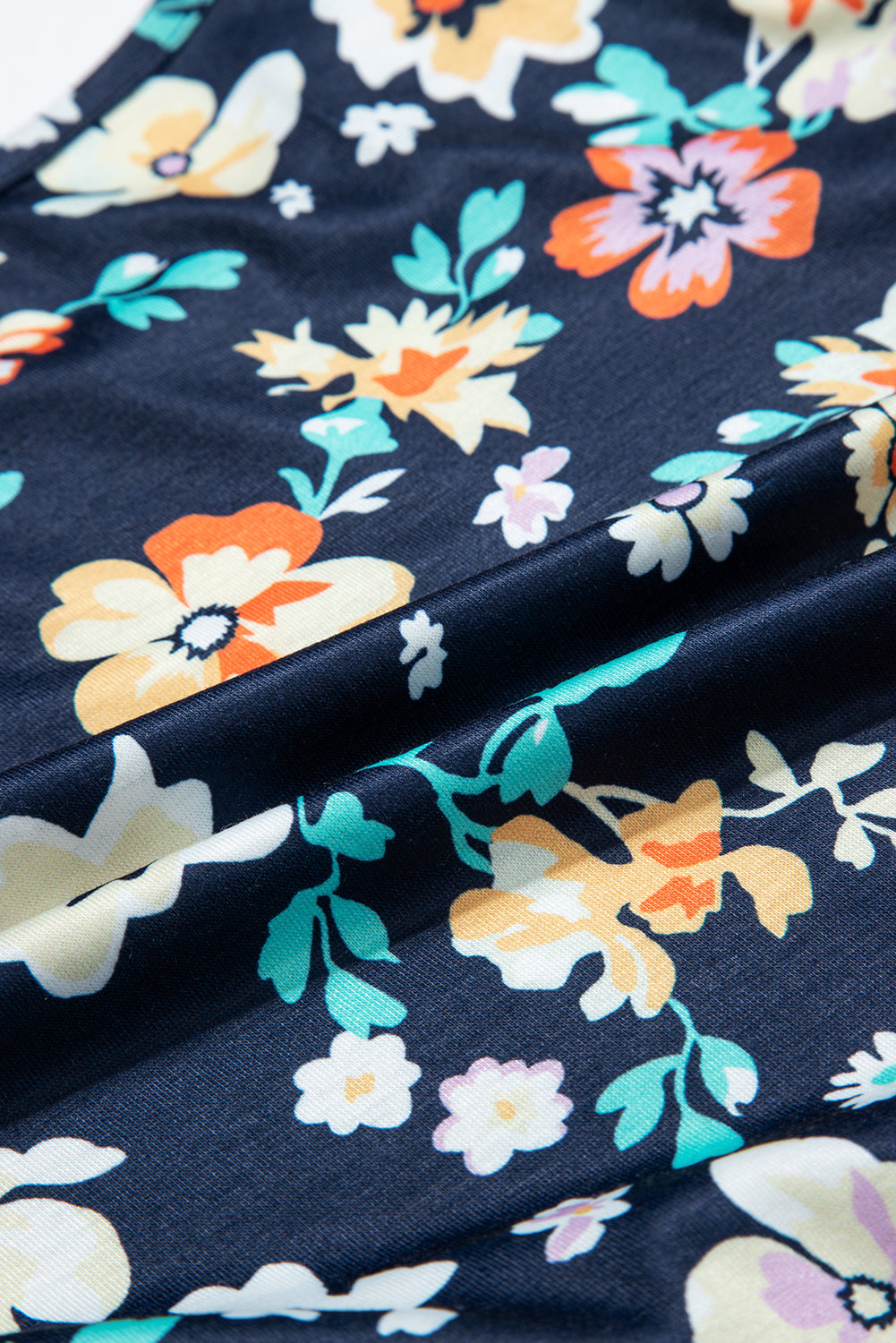 Blue Zone Planet | Blue Short Sleeve A-line Floral Dress Blue Zone Planet