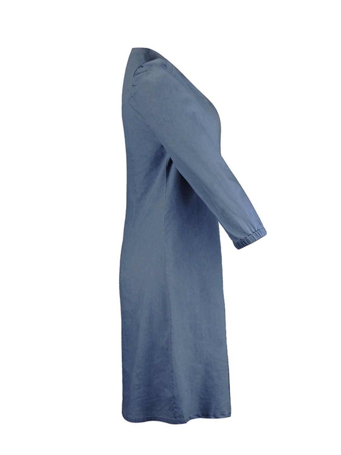 Full Size V-Neck Half Sleeve Denim Dress BLUE ZONE PLANET