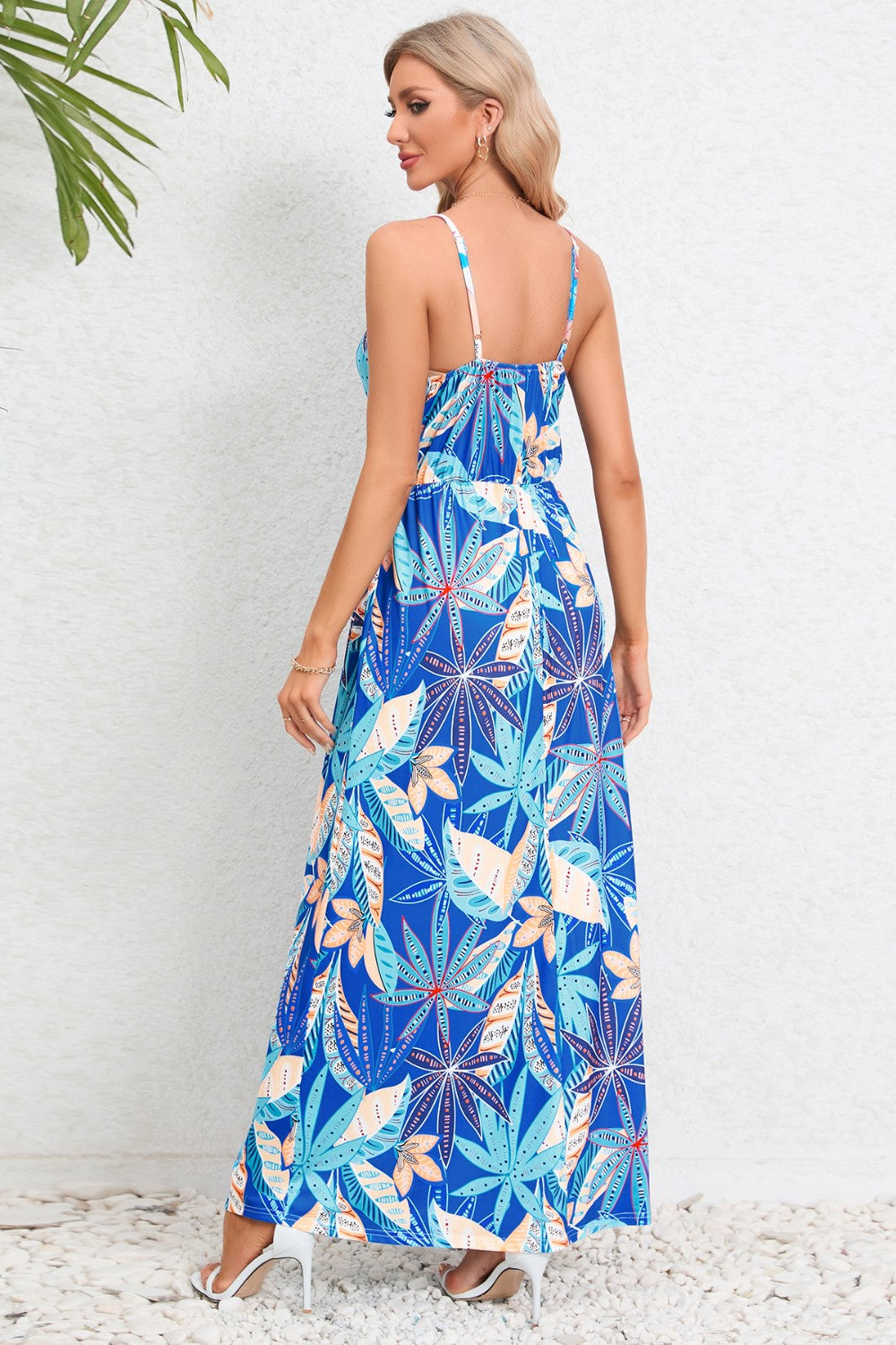 Blue Zone Planet | Printed Surplice Maxi Cami Dress BLUE ZONE PLANET