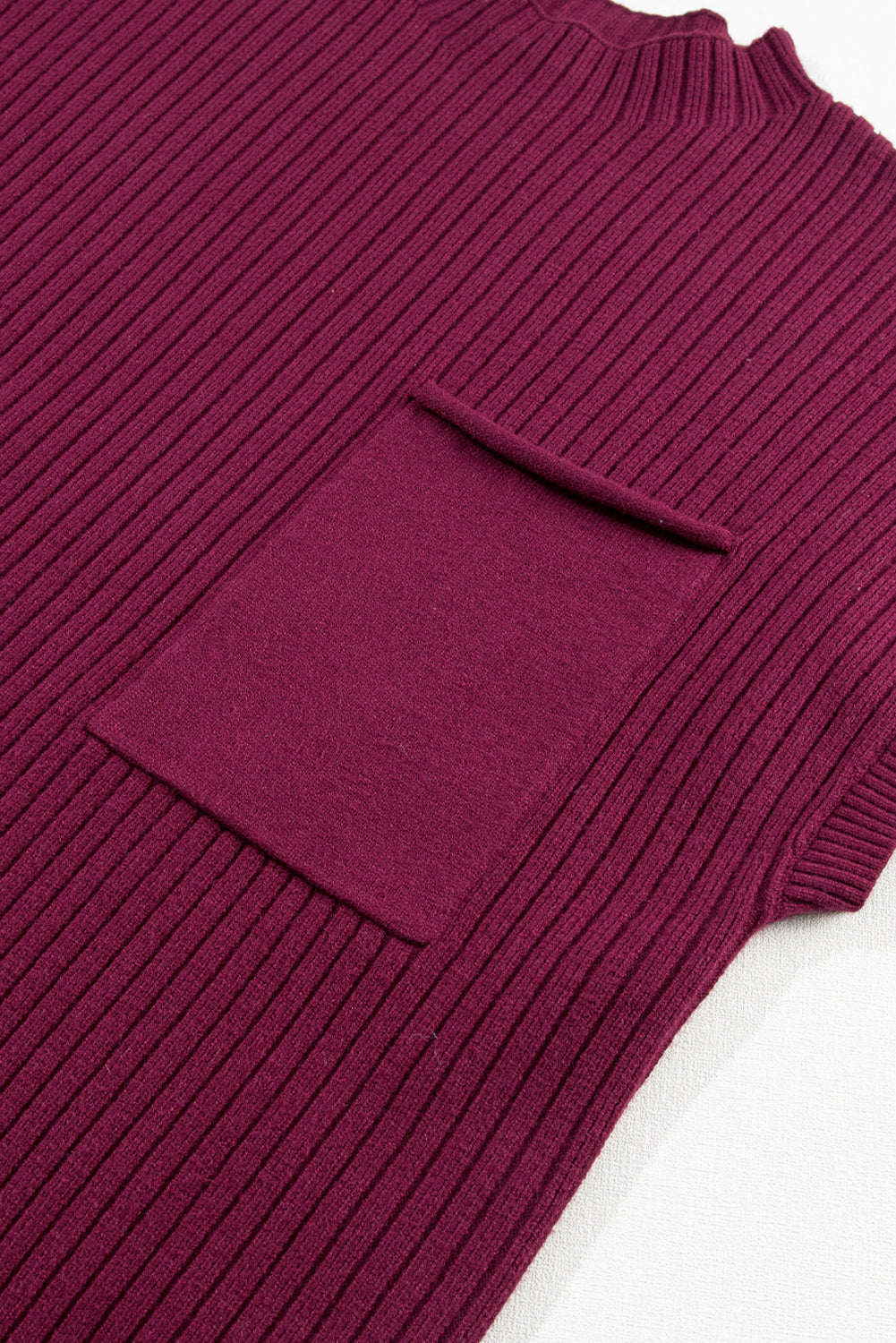 Blue Zone Planet | Oatmeal Patch Pocket Ribbed Knit Short Sleeve Sweater Dress Blue Zone Planet