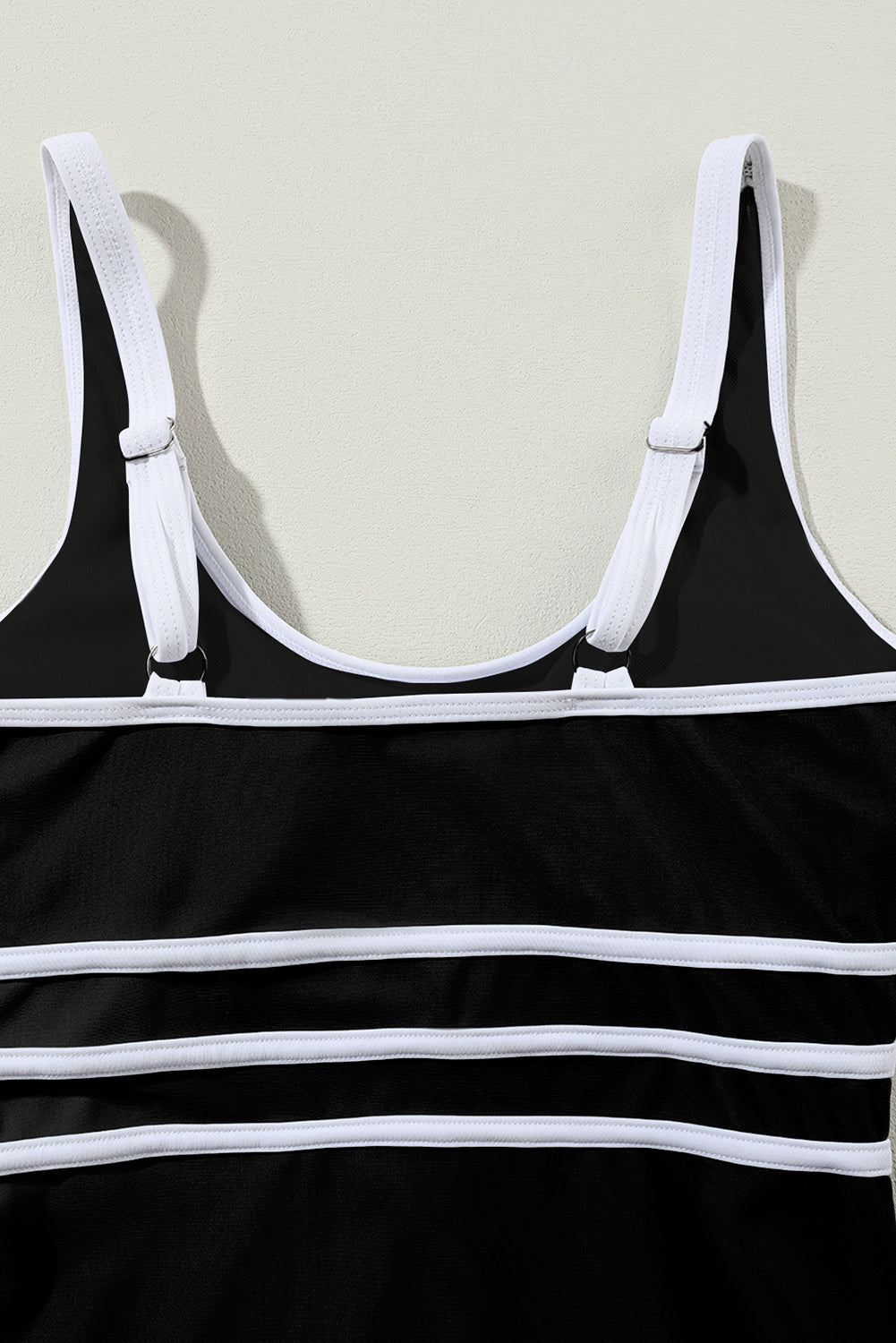 Blue Zone Planet | Black Contrast Trim Colorblock U Neck One Piece Swimwear Blue Zone Planet