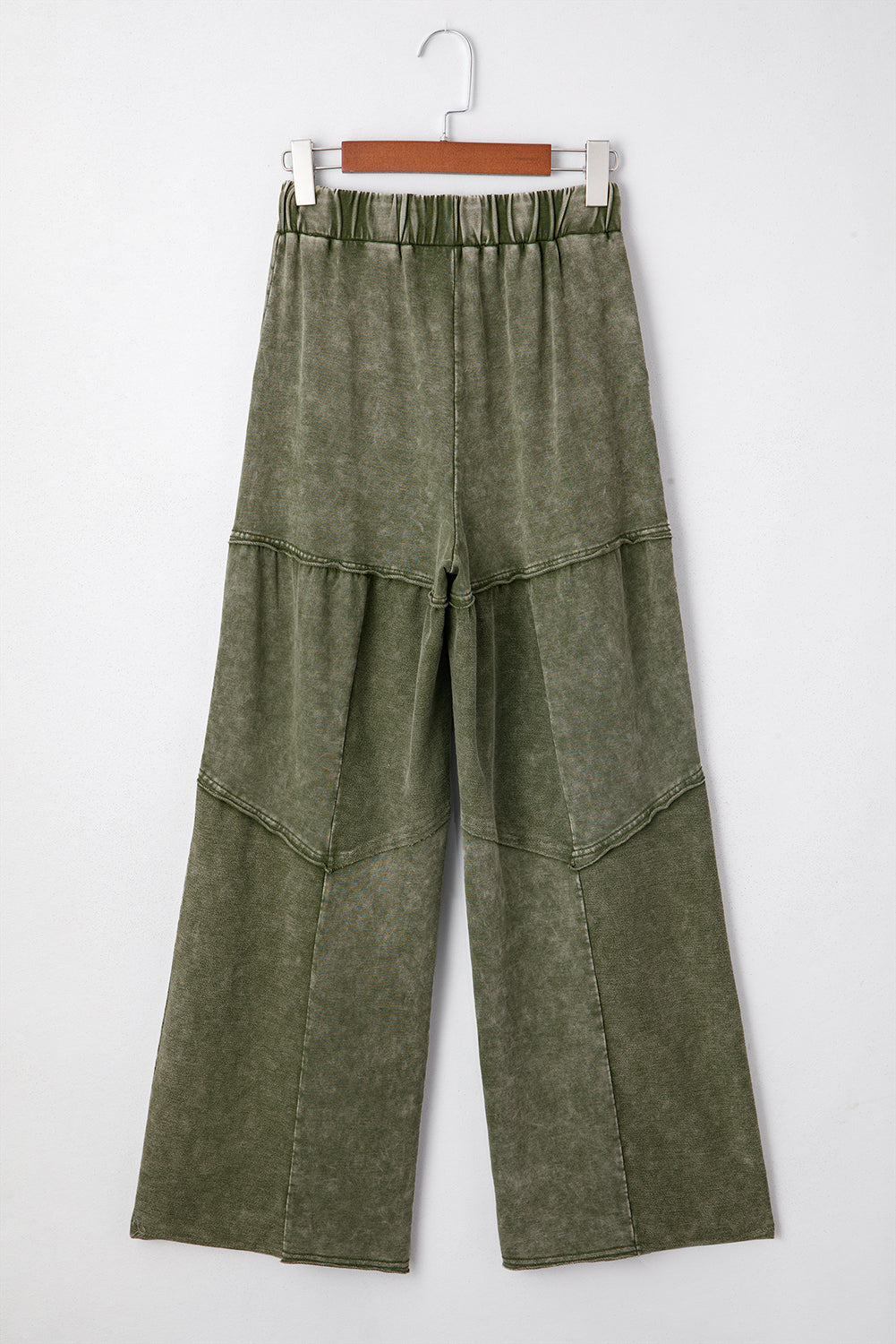 Black Mineral Wash Tiered Wide Leg Patchwork Drawstring Pants