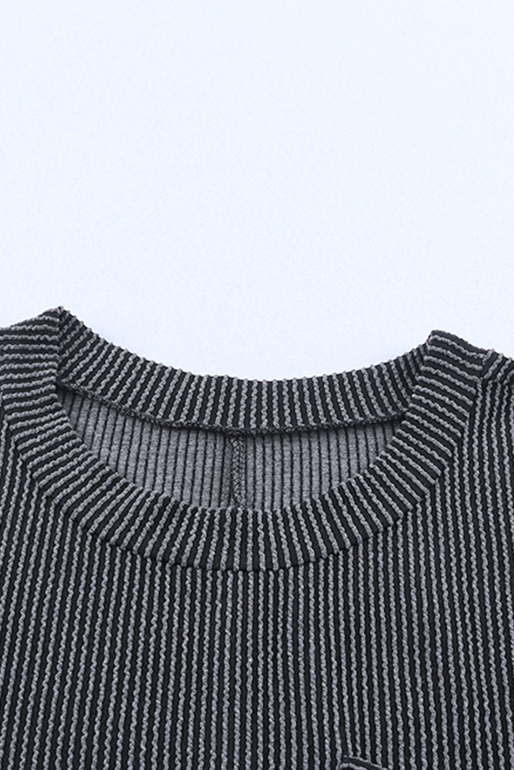 Blue Zone Planet | Gray Striped Ribbed Knit T-shirt Shift Dress Blue Zone Planet