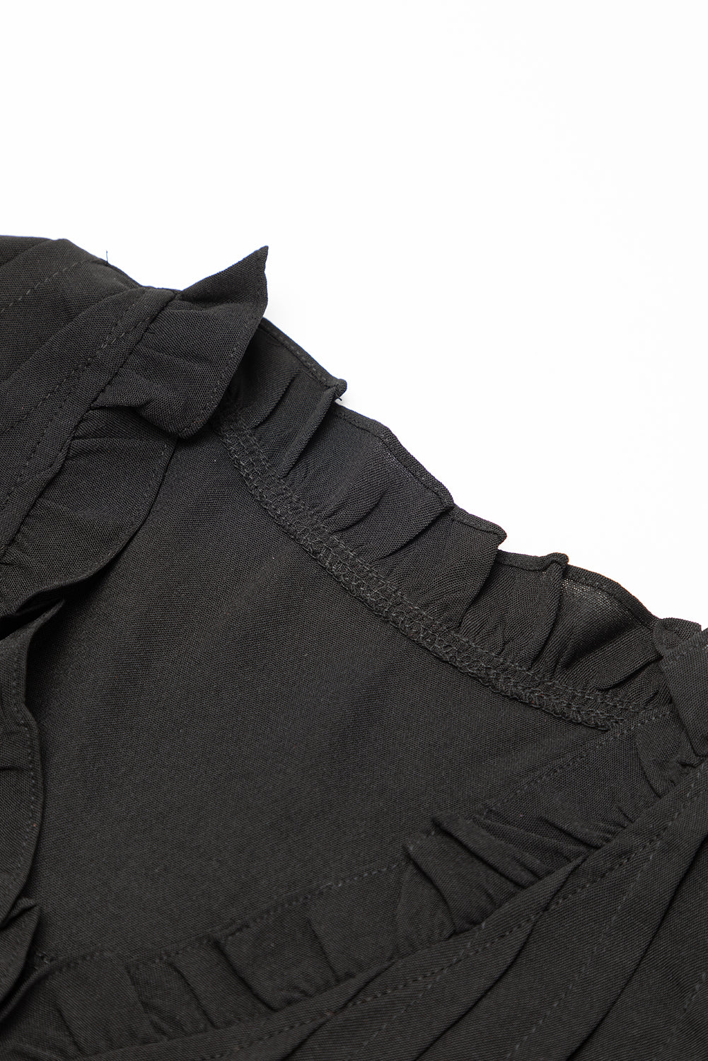 Blue Zone Planet | Black Ruffle Sleeve V Neck Frilled Shift Dress Blue Zone Planet