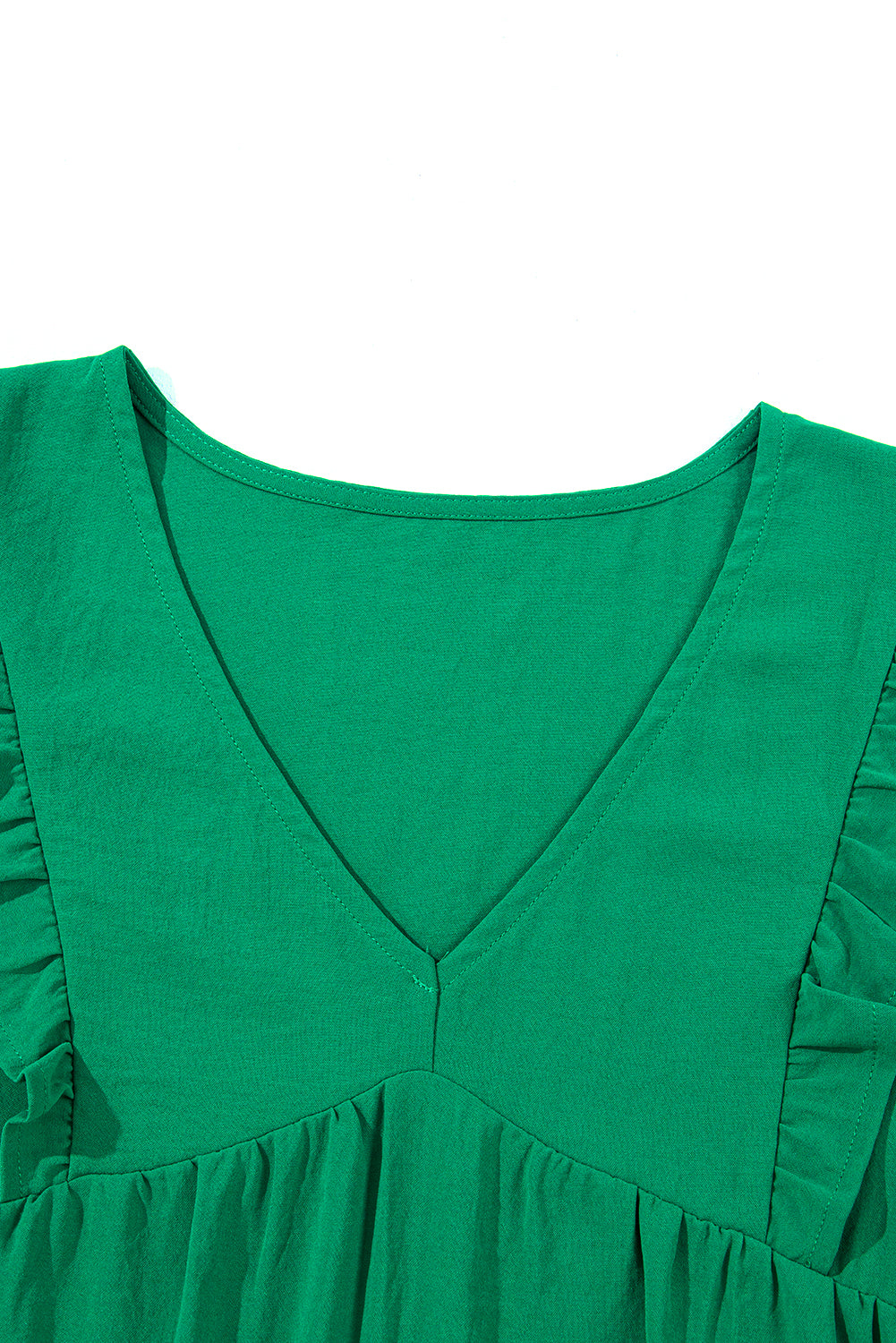 Bright Green Solid Color V Neck Ruffle Tiered Mini Dress Blue Zone Planet