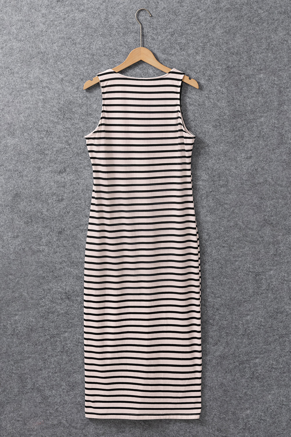 Blue Zone Planet | White Striped Print Sleeveless Buttoned Maxi Dress Blue Zone Planet