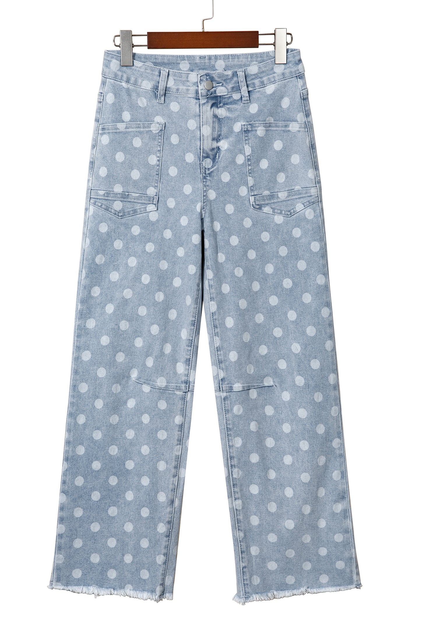 Sky Blue Polka Dot Casual Slim Fit Jeans